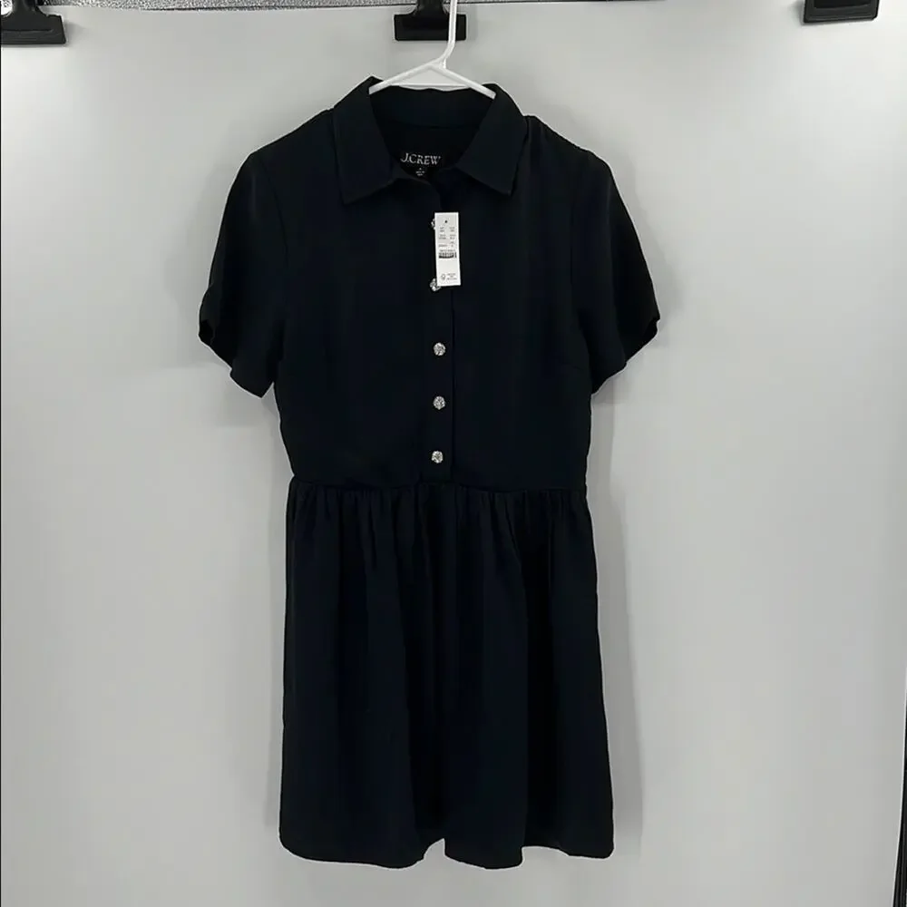 J. Crew Women's Collection shirtdress with jewel buttons - Black - 0 - NWT